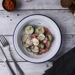 Салатник 700 мл d 21 см h3,9 см Blue Rim эмалированая сталь SUNNEX [1]