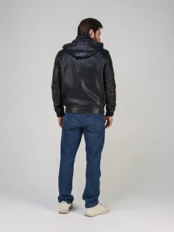Куртка кожаная натуральная с капюшоном