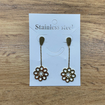 серьги гвоздик капля перевернутая жгутики Цветок мандала 8 лепестков цвет золотистый