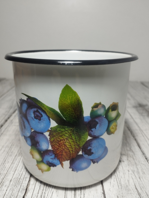 Кружка 1 л эмаль с рисунком Голубика 0107/4