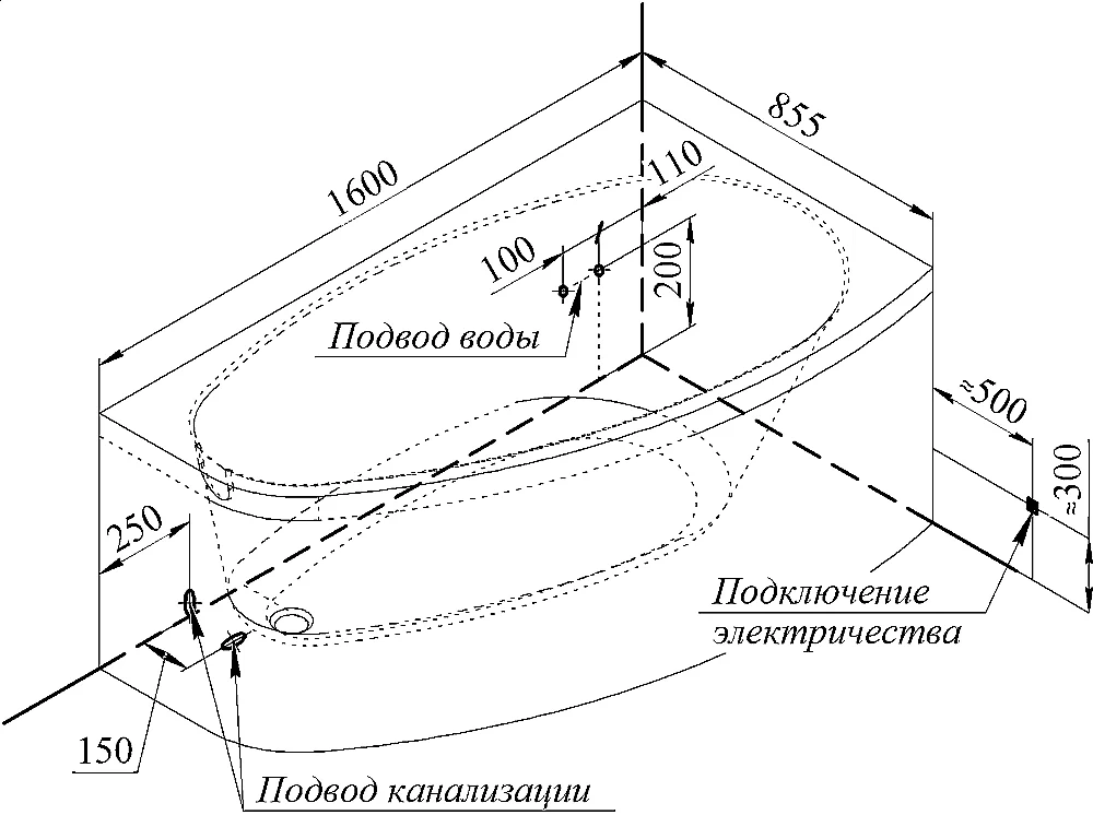 Ванна Радомир Орсини 160х90 комплект золото