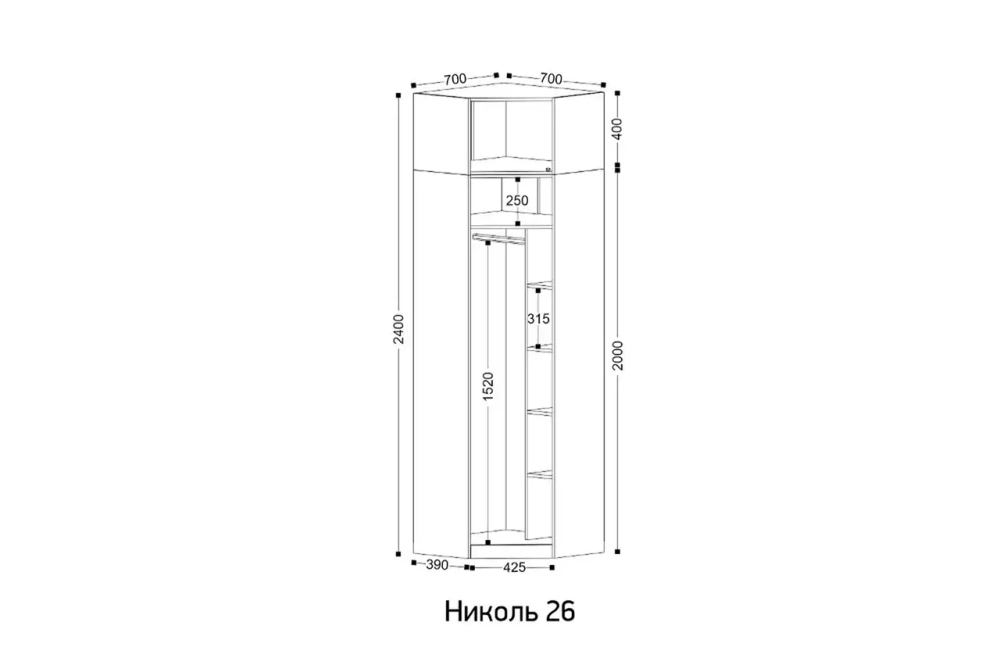 Угловой шкаф «Николь 26» для прихожей