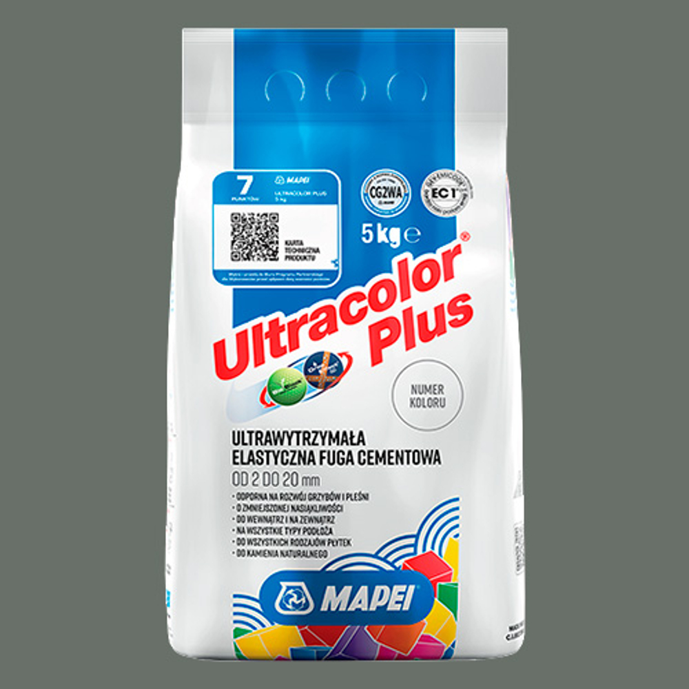 Затирка швов цементная Mapei Ultracolor Plus №113 Темно-серый 5кг