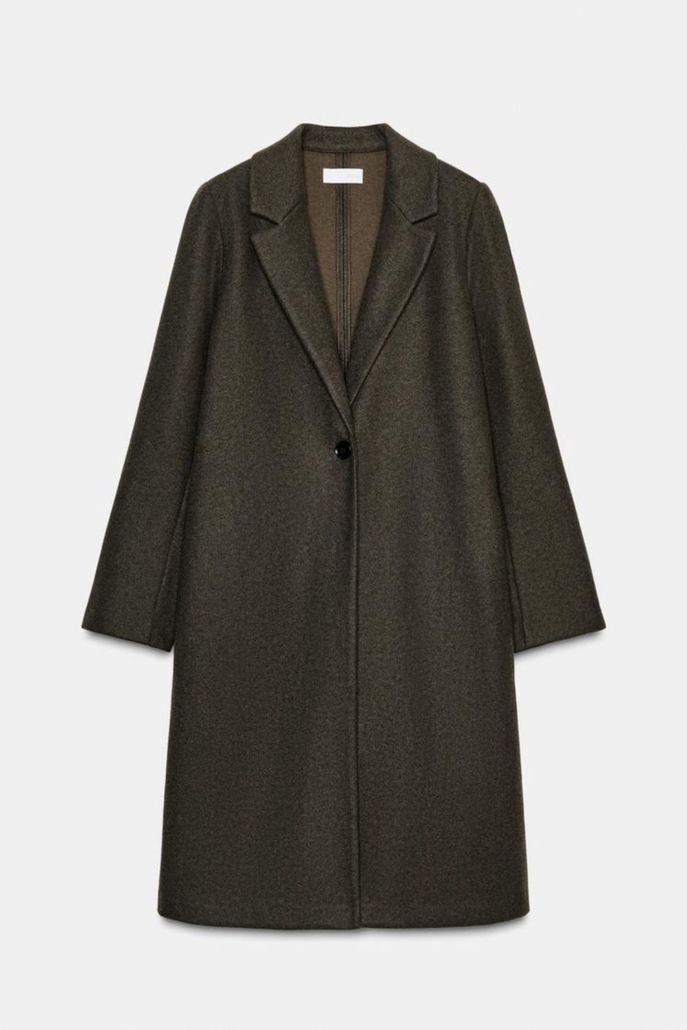 ZARA БАЗОВОЕ ПАЛЬТО ИЗ МЯГКОЙ ТКАНИ, КОРИЧНЕВЫЙ МЕЛАНЖ