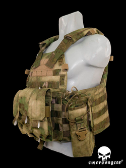 Бронежилет EmersonGear LBT6094A Style Plate Carrier w 3 pouches (EM7440G). Мох