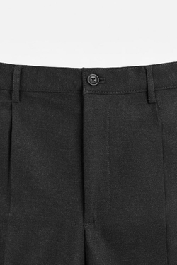 ZARA БРЮКИ ИЗ ФЛАНЕЛИ СО СКЛАДКАМИ, АНТРАЦИТОВО-СЕРЫЙ