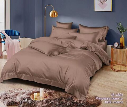 Комплект постельного белья 1.5 сп с простыней на рез.90х200 ПОПЛИН "Шоколад 18-1324 ЕМ" (нав. 50х70 или 70х70)