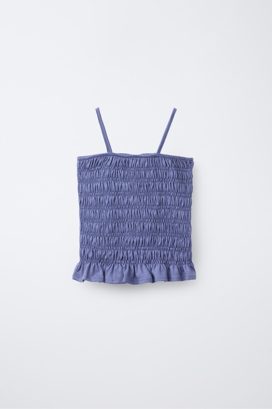 ZARA ТОП С ЭЛАСТИЧНЫМИ РЕЗИНКАМИ, СИНИЙ