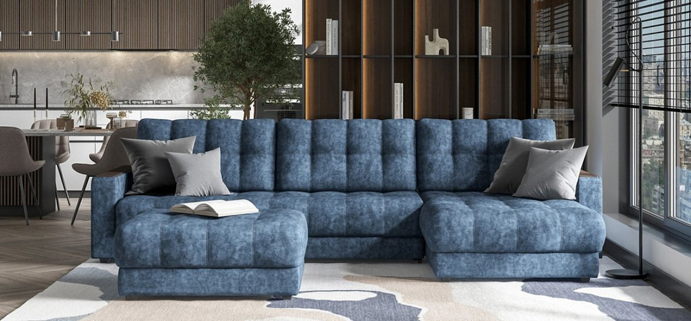 Угловой диван Босс Макс Велюр Роял синий