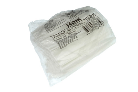 Нож столовый одноразовый 165мм белый 100шт/уп. цена за уп. Бал Пласт