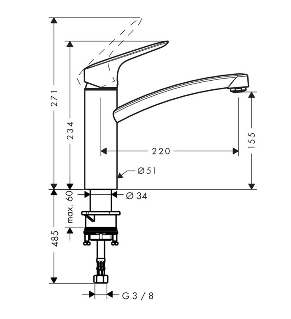 Кухонный смеситель Hansgrohe 71832000 Logis 160