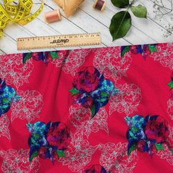 Ткань мембрана красно-синие цветы