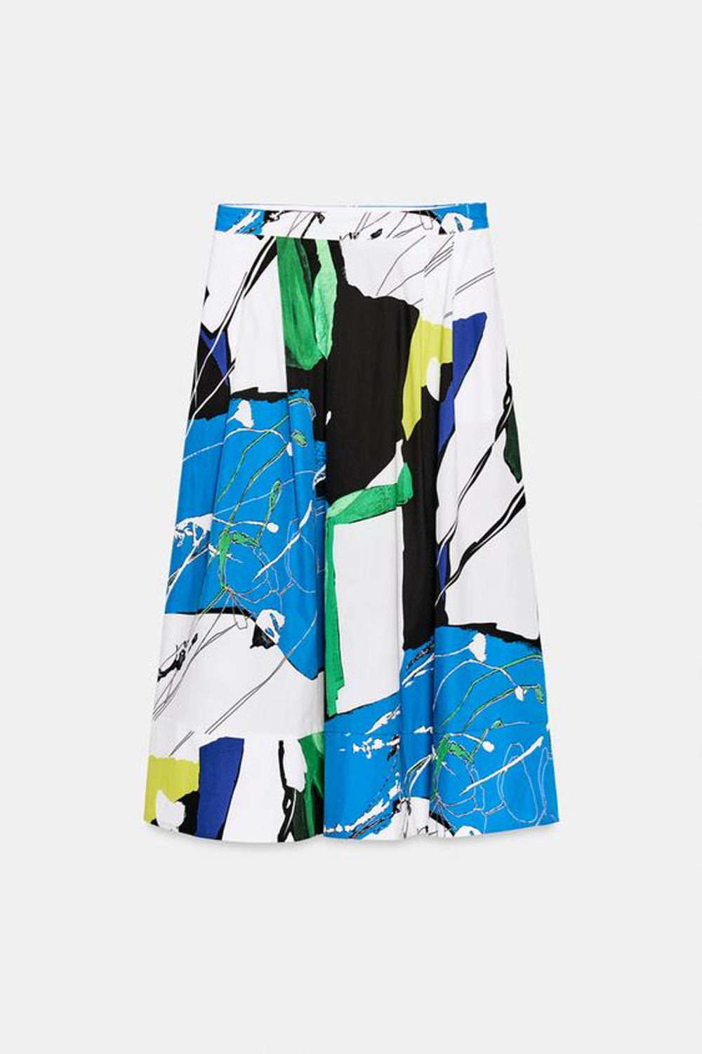 ZARA ЮБКА МИДИ С ПРИНТОМ И СКЛАДКАМИ, РАЗНОЦВЕТНЫЙ