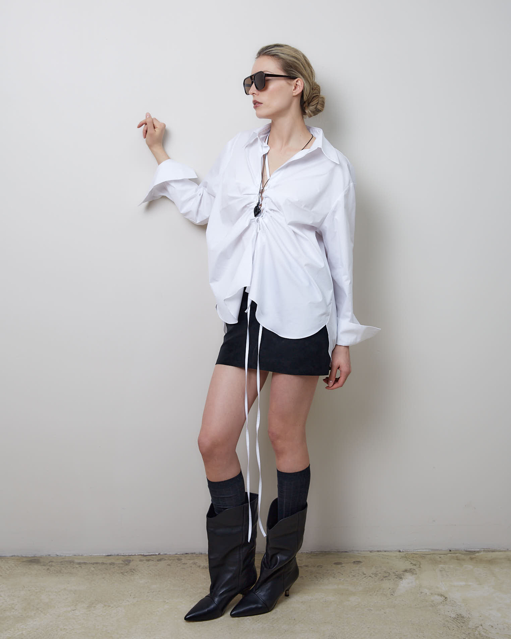 Рубашка на завязках из хлопка Макс Мара белый