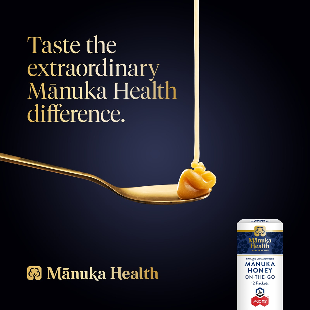 Manuka Health, Manuka Honey On-The-Go, UMF 6+, MGO 115+, 12 пакетиков по 5 г (0,176 унции)