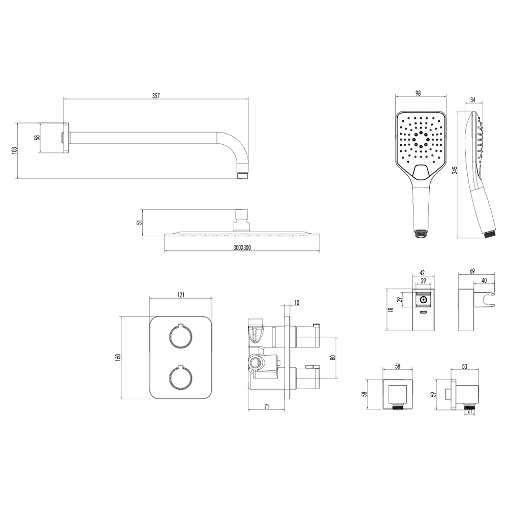 Смеситель Lemark Yeti LM7849C термостатический для душа, встраиваемый