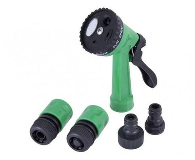 Набор для полива 5 предметов (пистолет 5 режимов, коннектор 1/2 (2шт), переходник 1/2-3/4), E1M