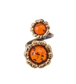 AM-3857 Кольцо «Гербер» (латунь, янтарь)