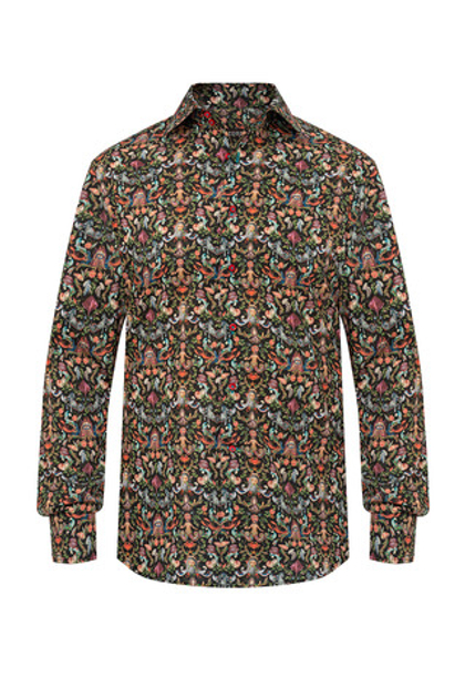 Рубашка с принтом «Царство Нептуна» на чёрном фоне