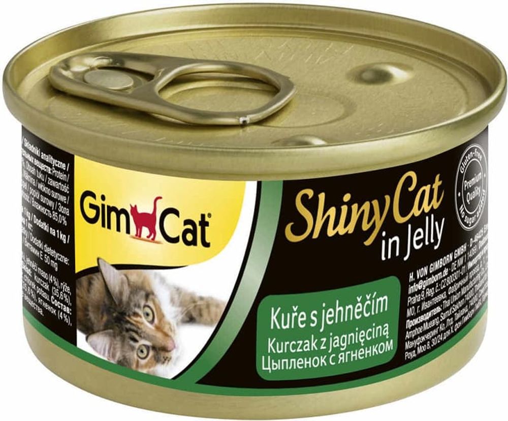 Влажный корм GimCat ShinyCat для кошек из цыпленка с ягненком в желе 70г Влажный корм GimCat ShinyCat для кошек из цыпленка с ягненком в желе 70г
