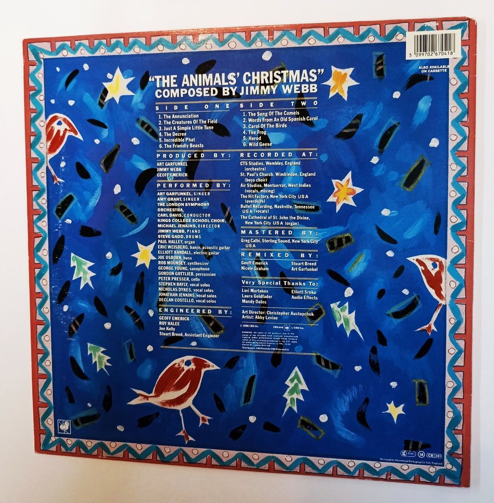 Винтажная виниловая пластинка LP Art Garfunkel, Amy Grant, Jimmy Webb The Animals Christmas By Jimmy Webb (Holland 1986)