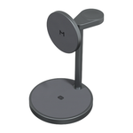 Зарядная станция MagSafe Magssory Base для iPhone, Apple Watch и AirPods (Qi2) Беспроводная зарядка: Qi 15 Вт, Qi 5 Вт, магнитное крепление для быстрой зарядки Apple Watch (Qi 5 Вт). Проводная зарядка: нет. Сертификация Qi2. Отсутствует LED-индикация