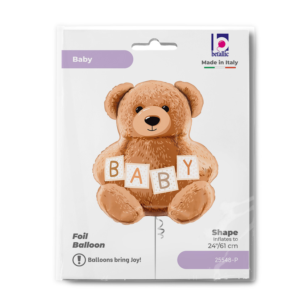 Шар (24''/61 см) Фигура, Плюшевый мишка для малыша, 1 шт. в уп.