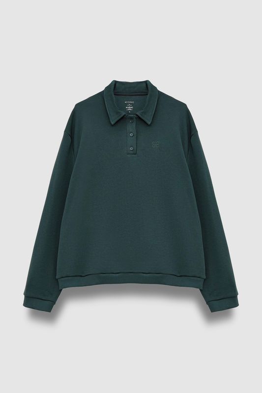 Поло из футера, темно-зеленый