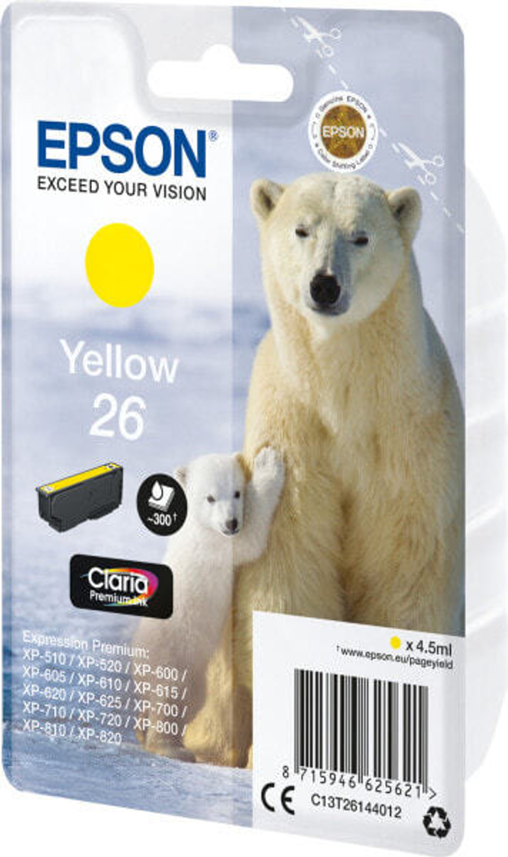 Картридж струйный желтый 1 шт Epson C13T26144022