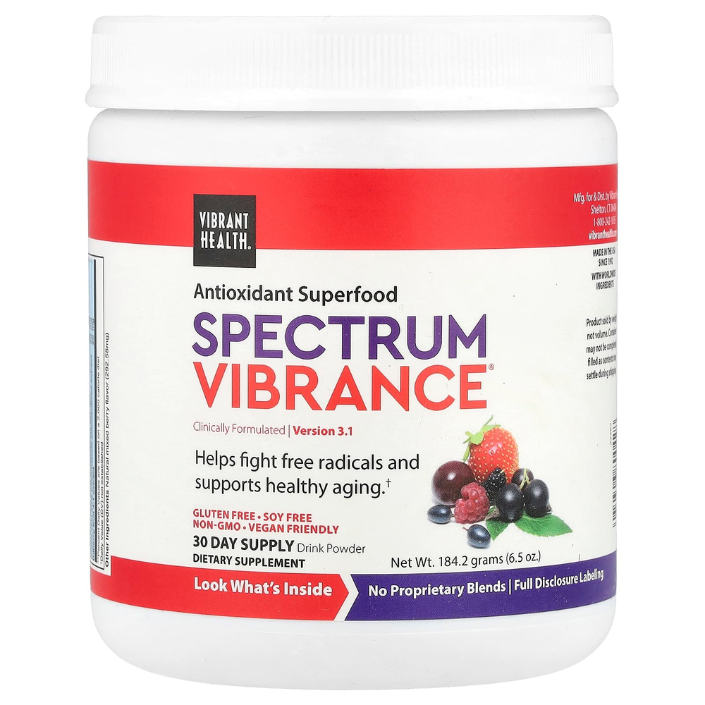 Vibrant Health, Spectrum Vibrance®, антиоксидантный суперпродукт, версия 3.1, ягодное ассорти, 184,2 г (6,5 унции)