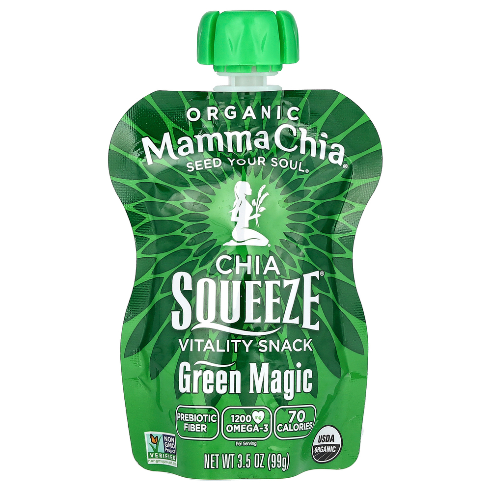 Mamma Chia, Organic Chia Squeeze, Vitality Snack, Green Magic, 8 порций, 99 г (3,5 унции)
