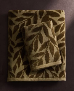 ZARA HOME ЖАККАРДОВОЕ ПОЛОТЕНЦЕ, ТЕМНЫЙ ХАКИ