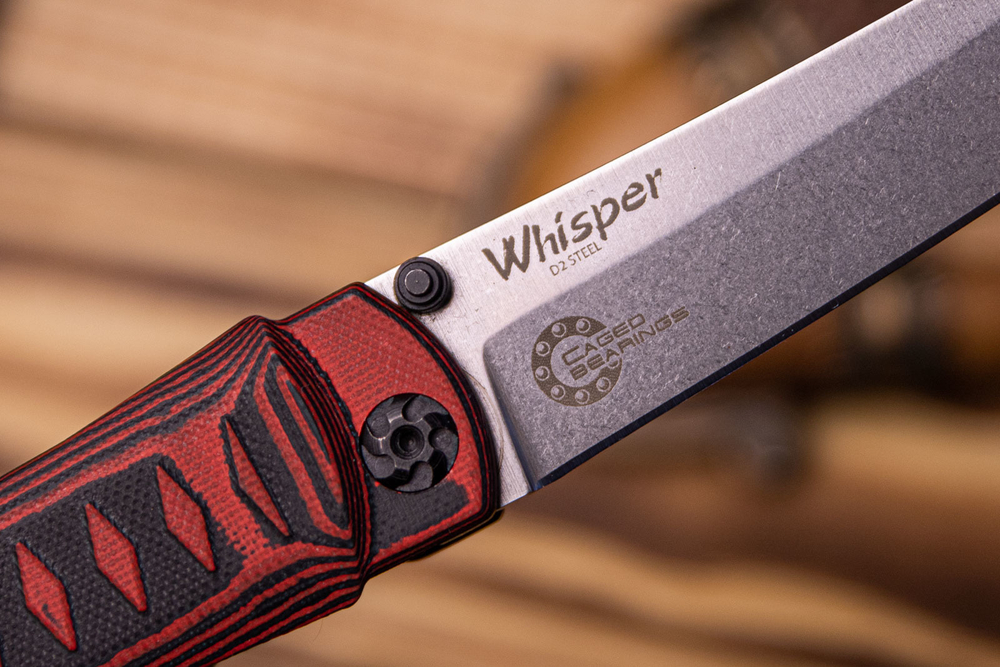 Складной нож Whisper D2 StoneWash Red, на подшипнике