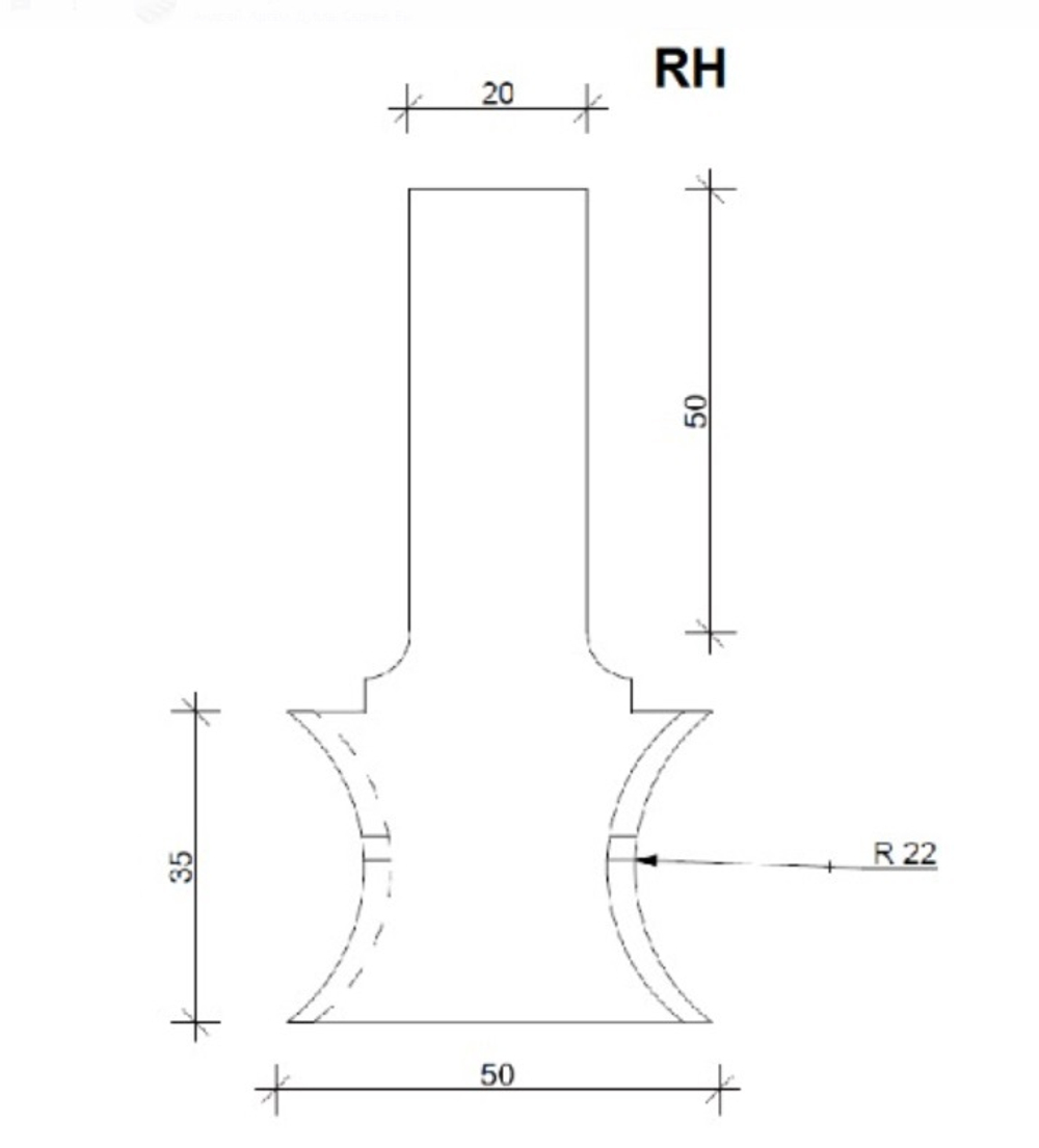 PCD профильная фреза D.50*35*90 Z2+2 S20 R22