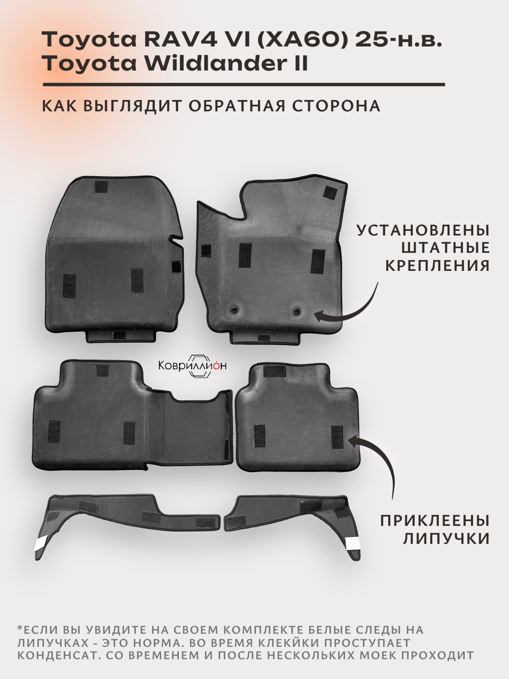 Автомобильные коврики ЭВА с бортами для Toyota RAV4 VI (XA60) 25-н.в. / Toyota Wildlander II