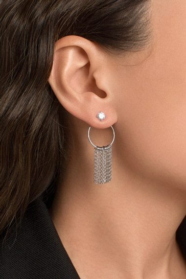 Асимметричные серьги-пусеты из серебра "Сhain"