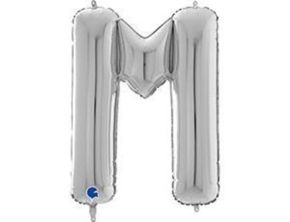Г 26"/66 см Буква Серебро (Silver), "М", 1 шт. в упаковке