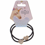 Резинки для волос 2шт «ЕЖЕВИКА», сердечки, цвет черный, d-5см (Подвес Кокетка Единорог)