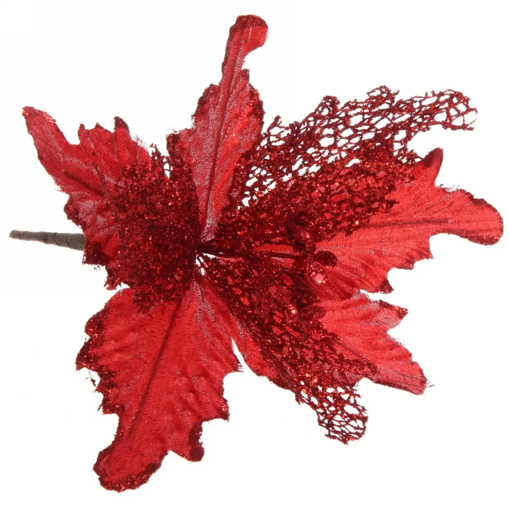 Украшение новогоднее «Пуансеттия-Нежность» 23 см, Красный