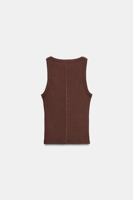 ZARA ТОП В РУБЧИК БЕЗ РУКАВОВ, ВИННЫЙ