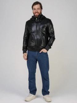 Куртка кожаная натуральная с капюшоном