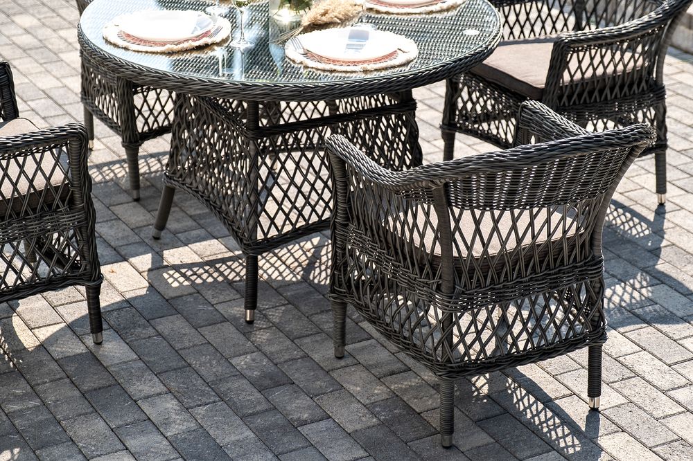 "Дольче" обеденная группа из искусственного ротанга, цвет графит