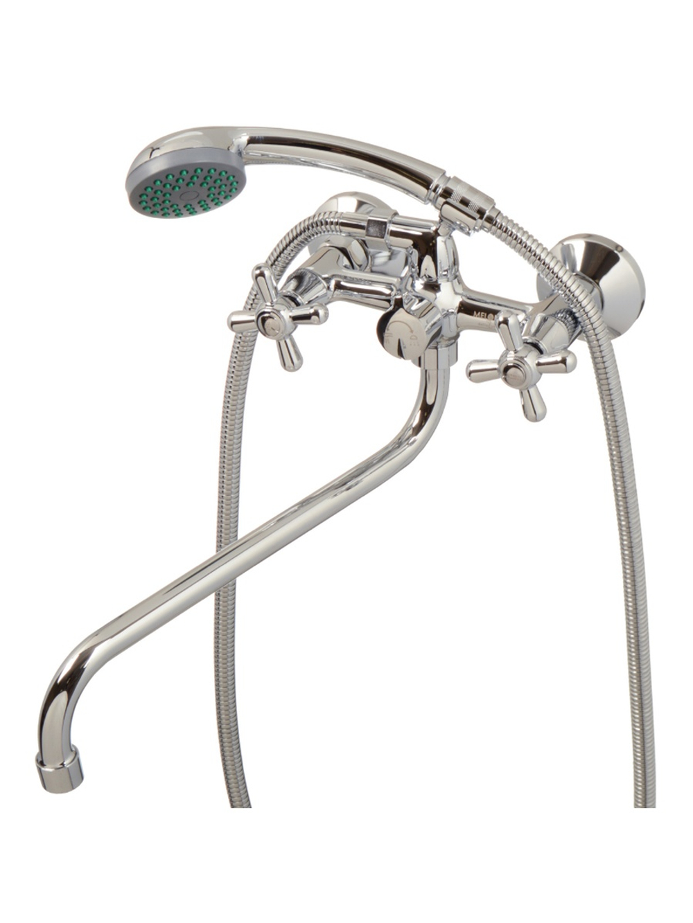 Смеситель ванна MELODIA Cross длинный излив керамика переключ.душа картридж 25мм с акс. MDV32541