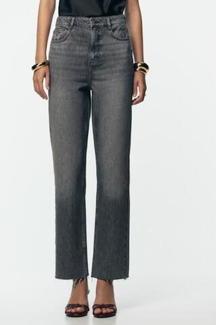ZARA ДЖИНСЫ Z.02 STRAIGHT ANKLE С ВЫСОКОЙ ПОСАДКОЙ, СЕРЫЙ