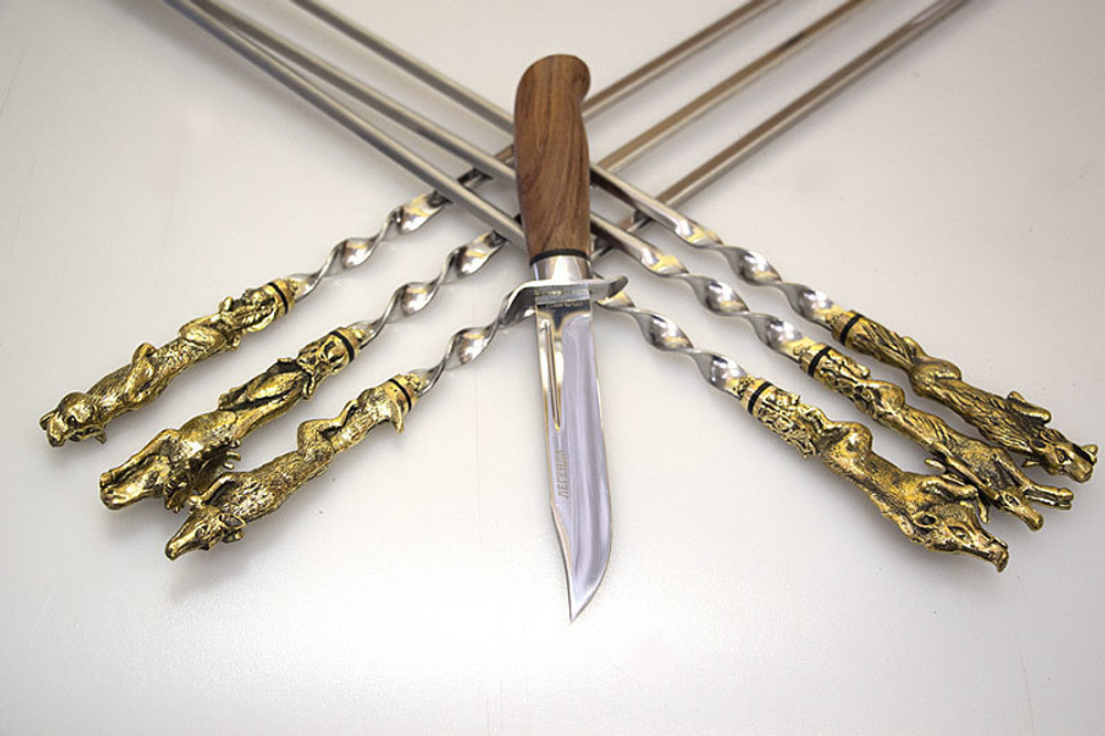 Шашлычный набор «Звери» на 6 шампуров