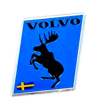 Наклейка малая Лось/Volvo синяя объемная полиуретановая (шильдик Вольво, 2,5х3,5см)