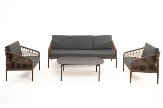 "Канны" лаунж-зона 5-местная плетеная из роупа (веревки), роуп коричневый