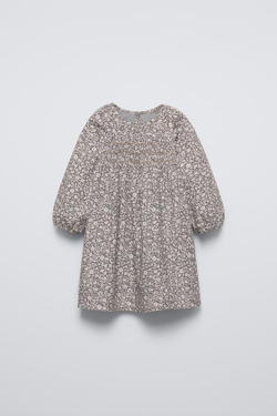 ZARA ПЛАТЬЕ С ЦВЕТОЧНЫМ ПРИНТОМ, СЕРЫЙ