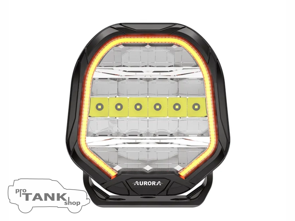 Фара светодиодная AURORA 7″ c подсветкой корпуса (ДХО) Янтарный + Белый 1 шт.