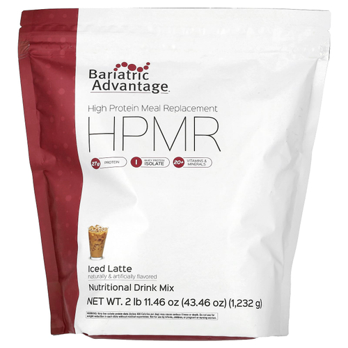 Bariatric Advantage, HPMR, заменитель пищи с высоким содержанием протеина, латте со льдом, 1232 г (2 фунта 11,46 унции)
